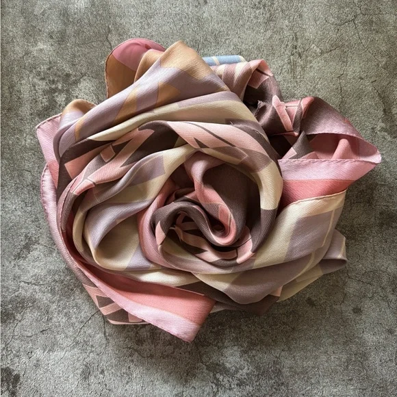 Lavin Collection Vintage Ombré Logo Scarf Rose Tan | OS - Picture 4 of 5